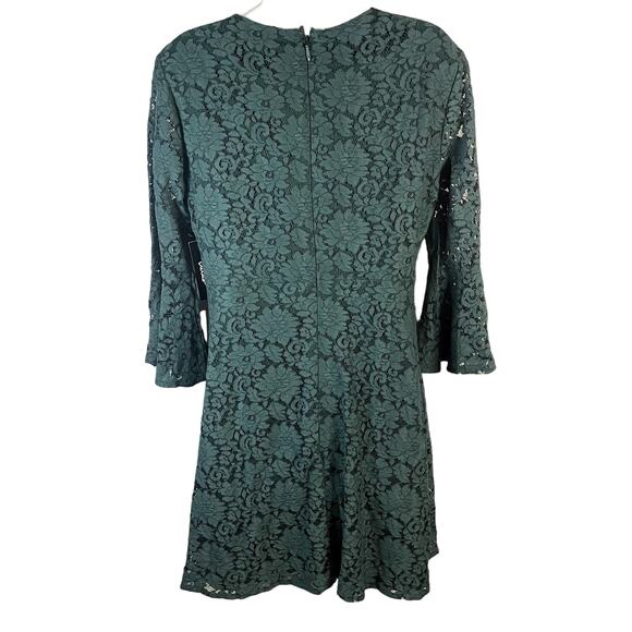 NWT Lulus Favorite Flair Forest Green Lace Flounce Sleeve Mini Dress Size Large - Picture 4 of 8
